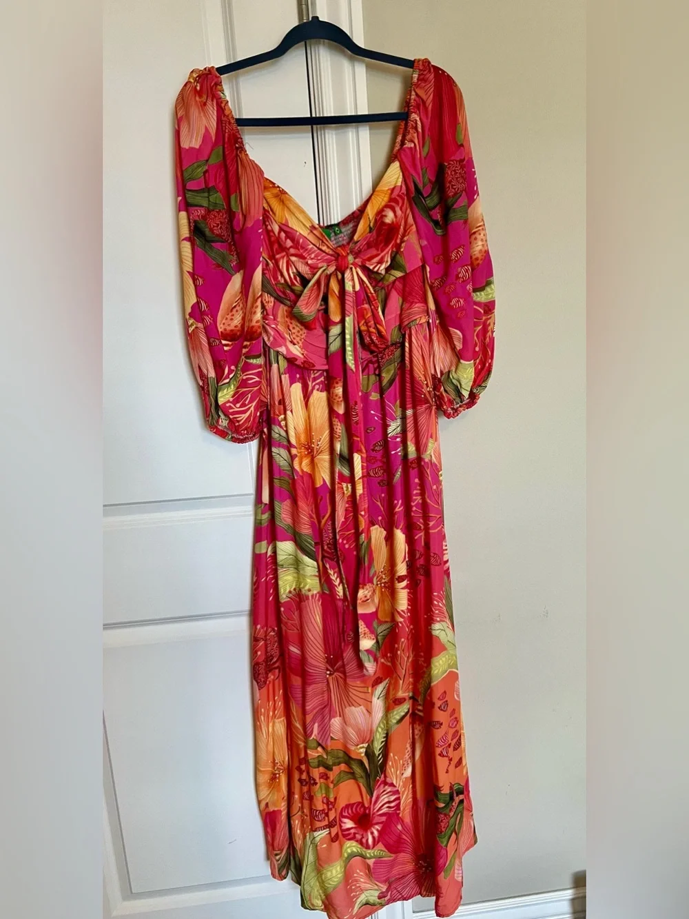 FARM Rio Brazil Hot Pink & Orange Floral Tie-Front Maxi Dress - Picture 1 of 8